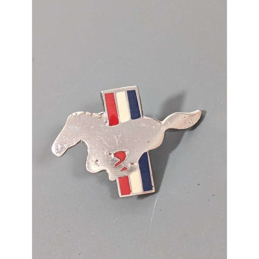 Vintage Ford Mustang 90s Horse Tri Bar Red white Blue‎ Tack Pin